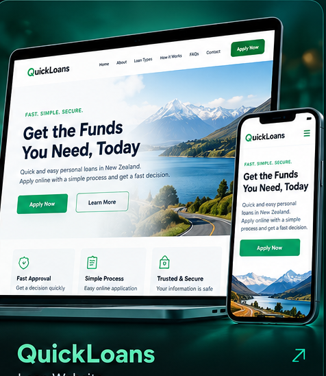 Quick Loans New Zealand illustrative website mockup